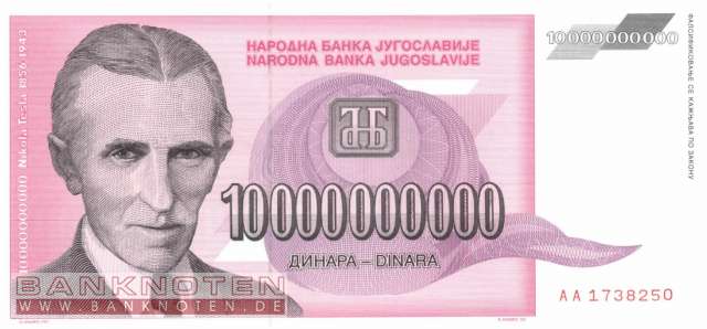 Jugoslawien - 10 Milliarden Dinara (#127_UNC)