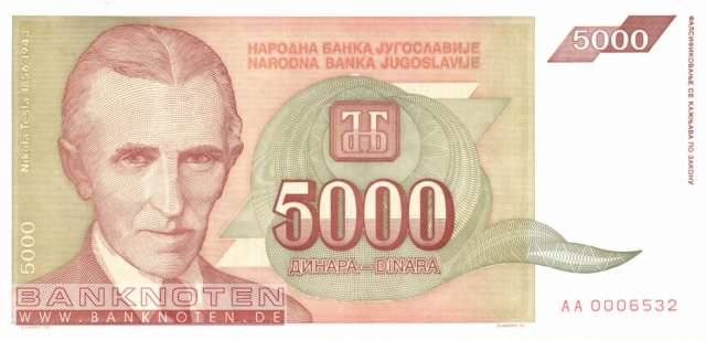 Jugoslawien - 5.000  Dinara (#128_UNC)
