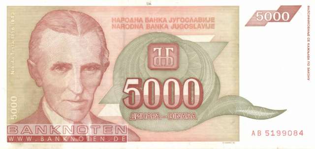 Jugoslawien - 5.000  Dinara (#128_VF)