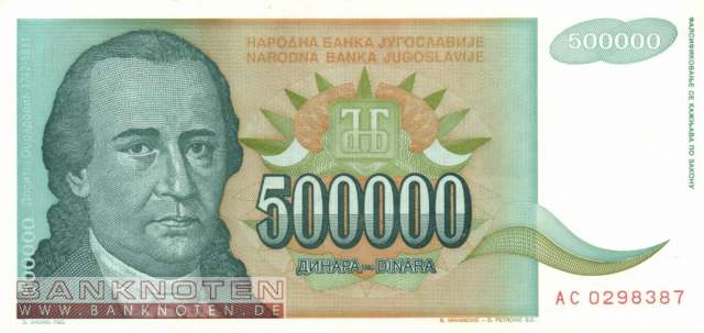 Jugoslawien - 500.000  Dinara (#131_UNC)