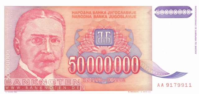Yugoslavia - 50 Million Dinara (#133_UNC)