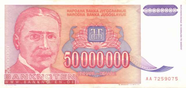 Yugoslavia - 50 Million Dinara (#133_VF)