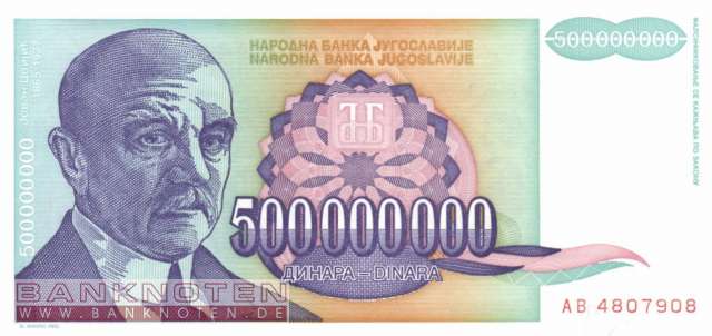 Jugoslawien - 500 Millionen Dinara (#134_UNC)