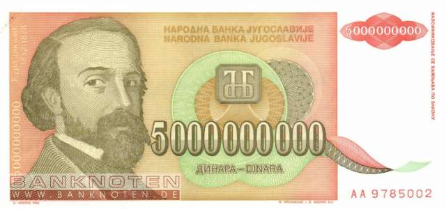 Jugoslawien - 5 Milliarden Dinara (#135a_UNC)