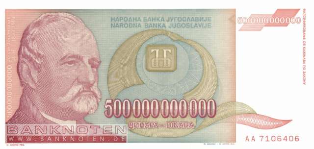 Jugoslawien - 500 Milliarden Dinara (#137a_UNC)