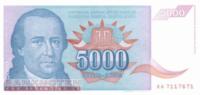 Jugoslawien - 5.000 Dinara (#141a_UNC)
