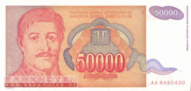 Jugoslawien - 50.000 Dinara (#142a_UNC)