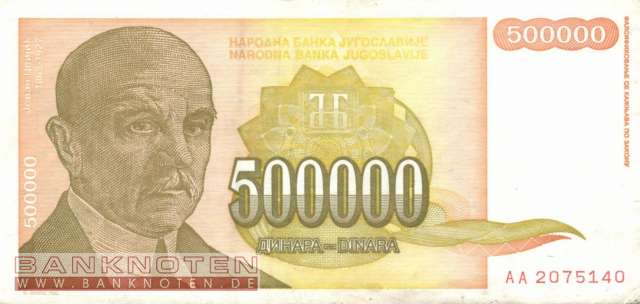 Jugoslawien - 500.000  Dinara (#143a_XF)