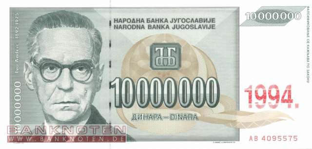 Yugoslavia - 10 Millionen  Dinara (#144a_UNC)