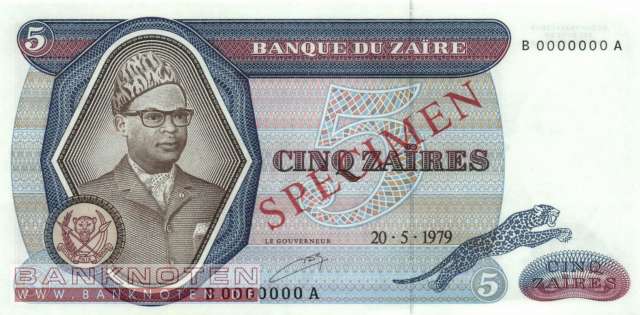 Zaire - 5  Zaires - SPECIMEN (#022s_UNC)