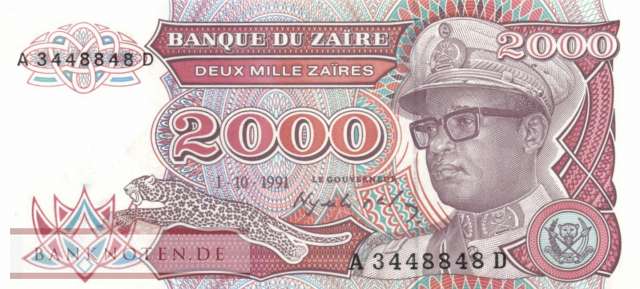 Zaire - 2.000  Zaires (#036a_UNC)