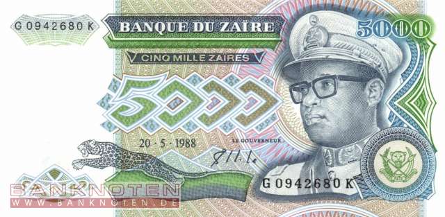Zaire - 5.000  Zaires (#037b_UNC)