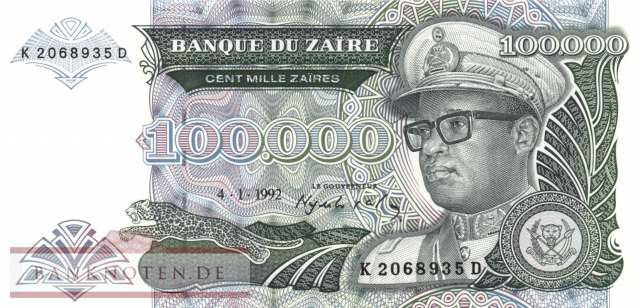 Zaire - 100.000  Zaires (#041a_UNC)
