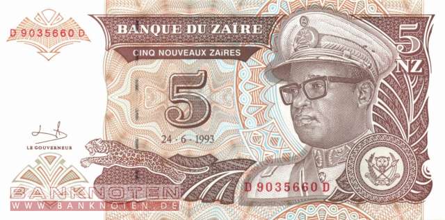 Zaire - 5 Nouveaux Zaires (#053a_UNC)