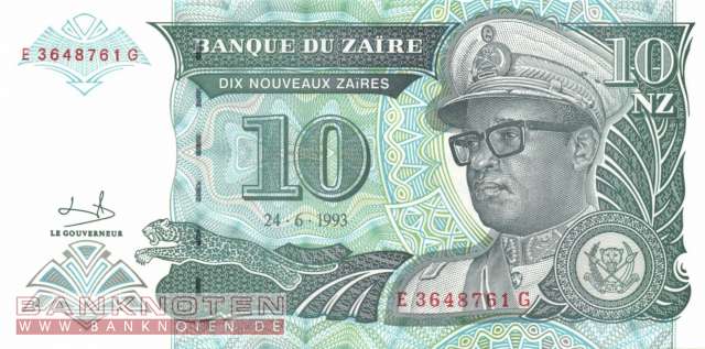 Zaire - 10  Nouveaux Zaires (#055_UNC)
