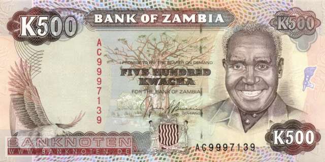 Zambia - 500 Kwacha (#035a_UNC)