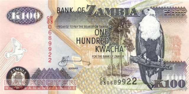 Zambia - 100 Kwacha (#038e_UNC)