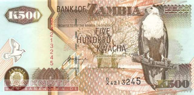 Zambia - 500  Kwacha (#039b_UNC)