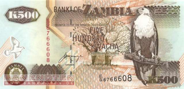 Zambia - 500  Kwacha (#039c_UNC)