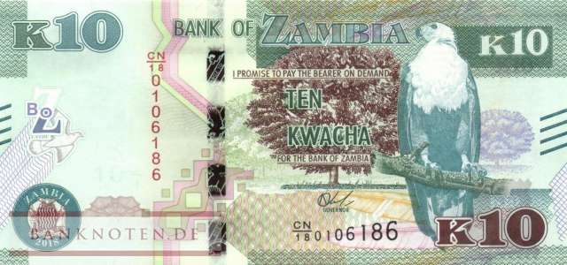 Sambia - 10  Kwacha (#058b_UNC)