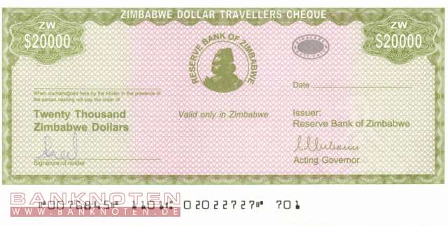 Zimbabwe - 20.000  Dollars (#018P_UNC)