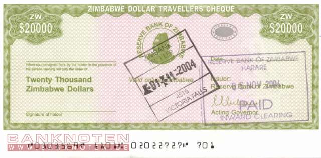 Zimbabwe - 20.000  Dollars (#018_UNC)