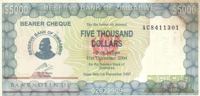 Zimbabwe - 5.000  Dollars (#021d_VF)