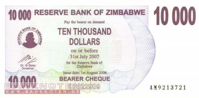 Zimbabwe - 10.000  Dollar (#046b_UNC)