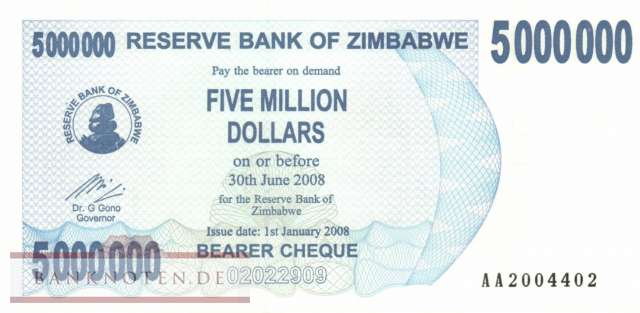 Zimbabwe - 5 Millionen Dollars (#054_UNC)