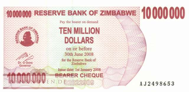 Zimbabwe - 10 Millionen Dollars (#055a_UNC)