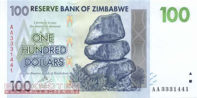 Zimbabwe - 100  Dollars (#069_UNC)