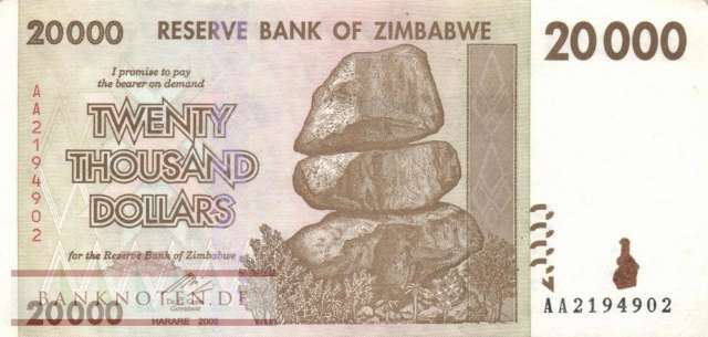 Zimbabwe - 20.000  Dollars (#073b_AU)