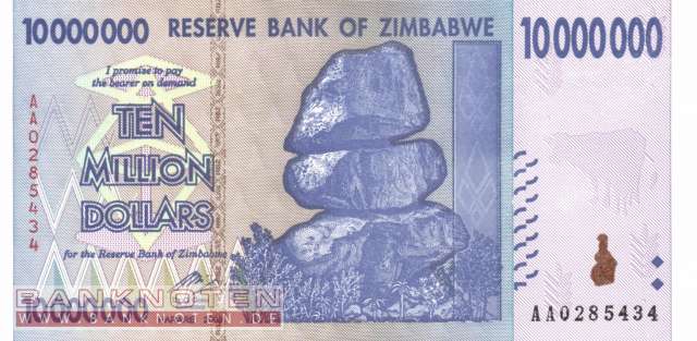 Zimbabwe - 10 Million Dollars (#078_UNC)