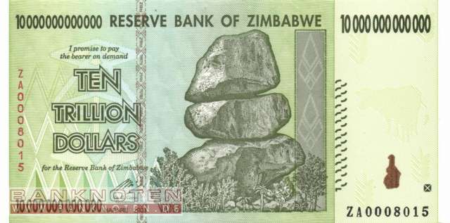 Zimbabwe - 10 Billionen Dollars - Ersatzbanknote (#088R_UNC)