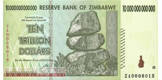 Zimbabwe - 10 Trillion Dollars - Replacement (#088R_UNC)