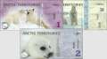 Arktische Region: 1 - 2 Polar Dollars Privatausgaben (3 Banknoten)
