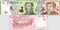 Argentinien:  5 - 20 Pesos (3 Banknoten)