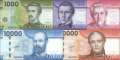 Chile:  1.000 - 20.000 Pesos (5 banknotes)