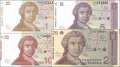 Kroatien: 1 - 25 Dinara (4 Banknoten)
