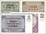 Bundeskassenscheine: 5 Pfennig - 2 Mark (4 banknotes)