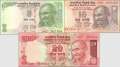 Indien: 5 - 20 Rupien (3 Banknoten)