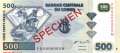 Congo, Democratic Republic - 500  Francs - SPECIMEN (#096s3_UNC)