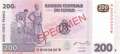 Kongo, Demokratische Republik - 200  Francs - SPECIMEN (#099aS_UNC)