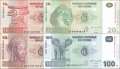 Kongo, Demokratische Republik: 10 - 100 Francs (4 Banknoten)