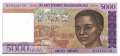 Madagaskar - 5.000  Francs (#078b_VF)
