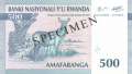 Ruanda - 500  Francs - SPECIMEN (#023s_UNC)