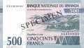 Rwanda - 500  Francs - SPECIMEN (#023s_UNC)