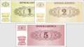 Slowenien: 1 - 5 Tolar (3 Banknoten)